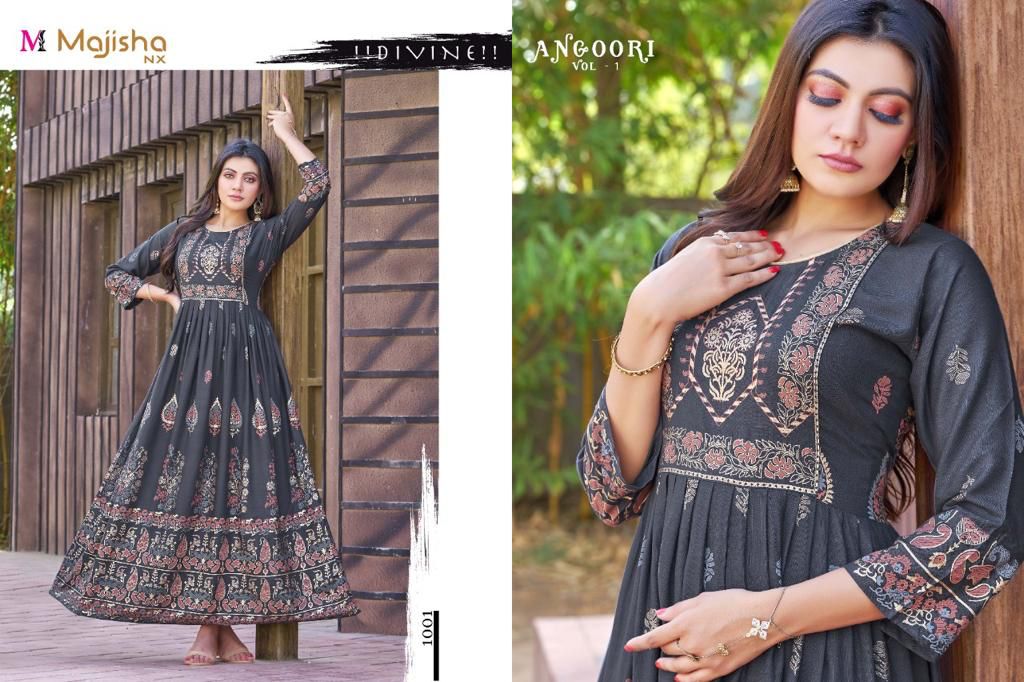 Majisha Nx Angoori 1 fancy Designer Ethnic Wear Long Anarkali Kurti Collection